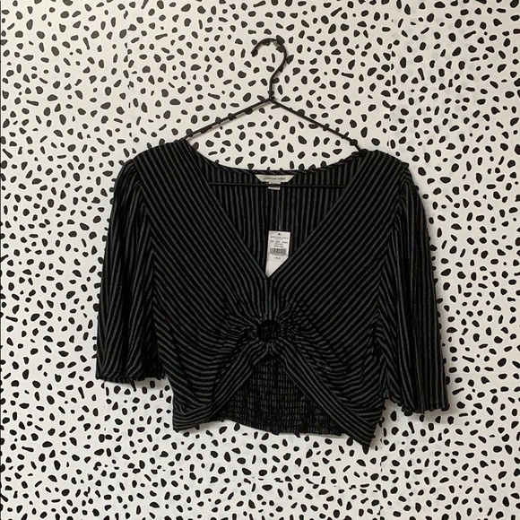 American Eagle Outfitters Tops - NWT AEO Striped Ruched Crop Top